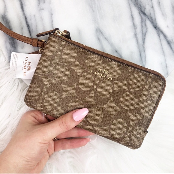 Coach Handbags - NWT Coach Brown Monogram Wristlet